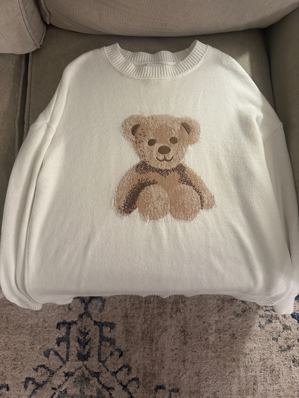 Sincerely Jules Cream Teddy Graphic Crewneck Sweater#preppy #vintage #luxury